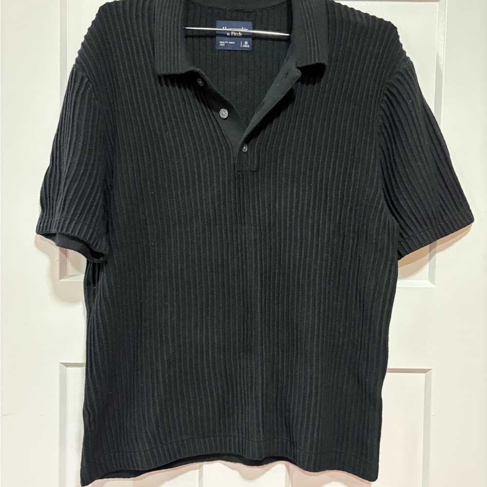 Abercrombie & Fitch Black Ribbed Polo